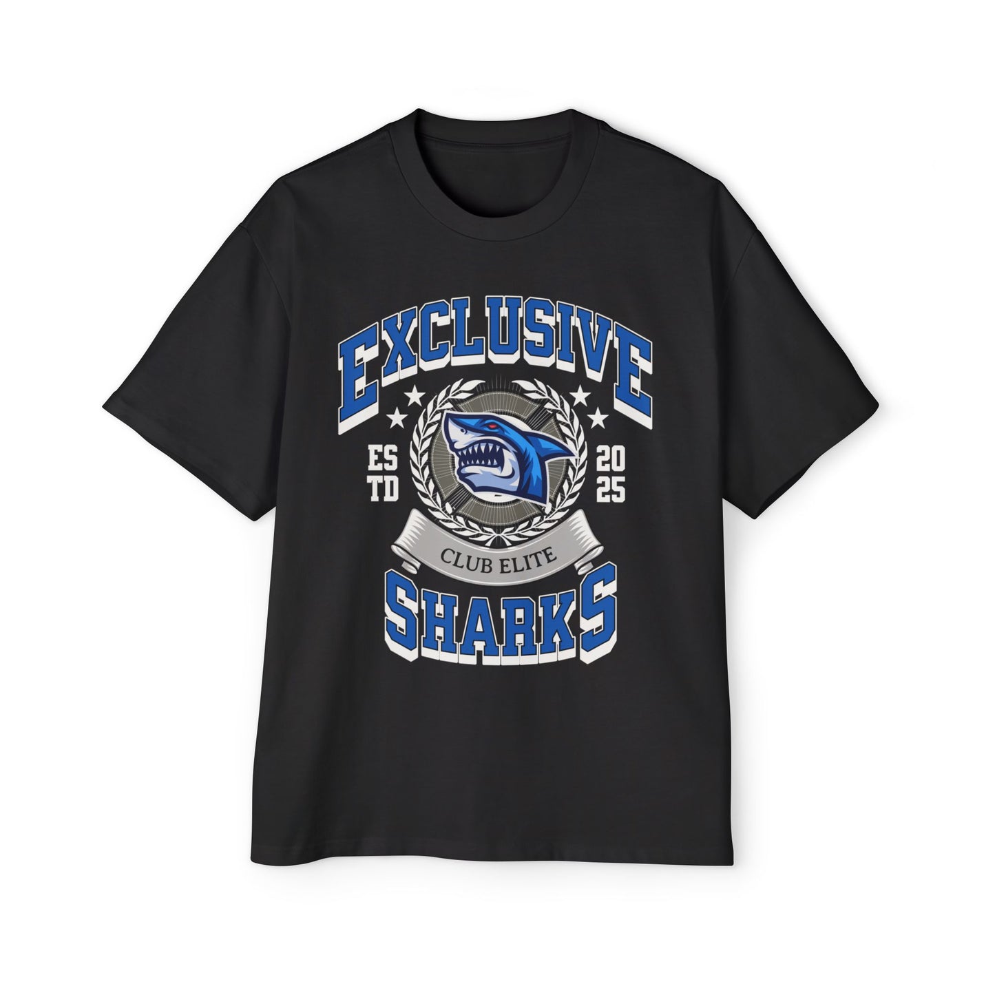 Exclusive Sharks Club Elite Men's Oversized Tee - Casual Graphic Shirt for Sports Fans