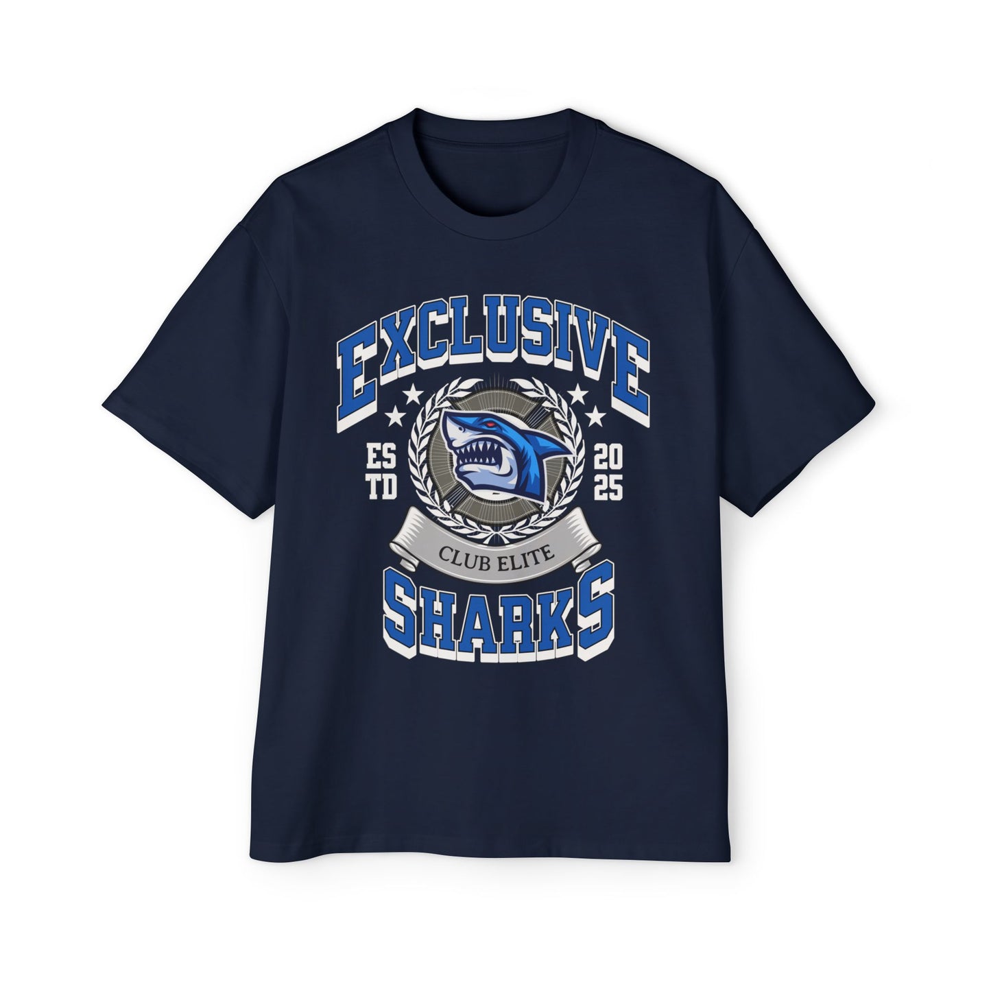 Exclusive Sharks Club Elite Men's Oversized Tee - Casual Graphic Shirt for Sports Fans